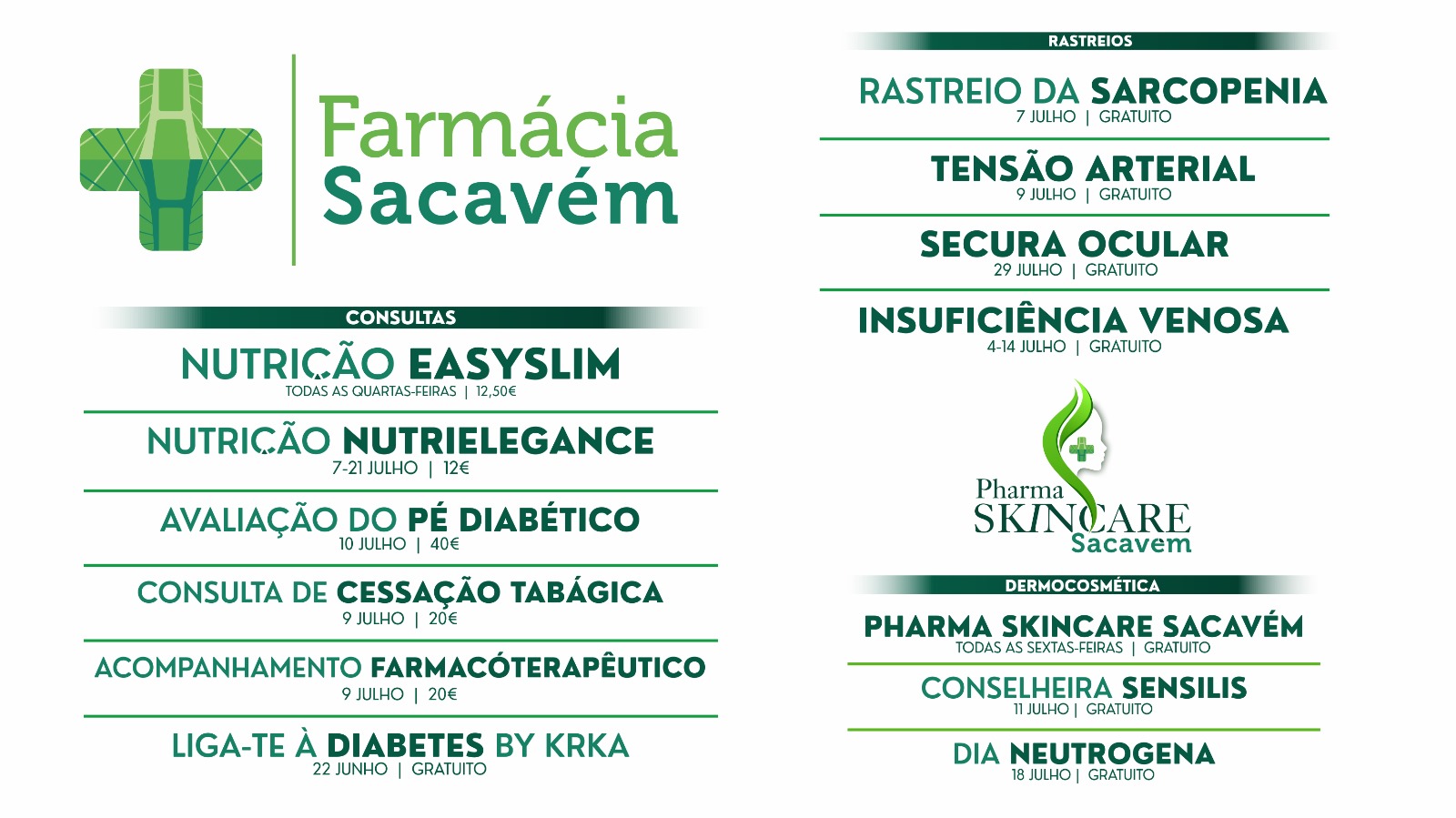 agenda do mês de julho farmácia sacavém